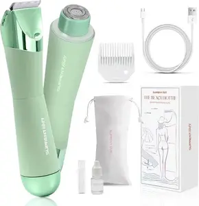 Women's 2-in-1 Rechargeable Electric Bikini Trimmer - Painless Epilator for Pubic Hair, Underarms, and Legs woman