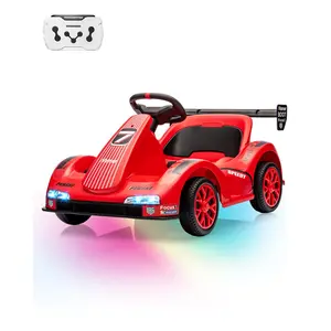 Premium 6V Kids Electric Go Kart Ride On Racing Car with 2.4G Parent Remote Control, Dual Motor Battery Powered Vehicle Toy with USB Music LED Lights & Safe Slow Start, Outdoor Drift Toy for Toddlers Boys Girls Ages 3-7 55Lbs Capacity, Red