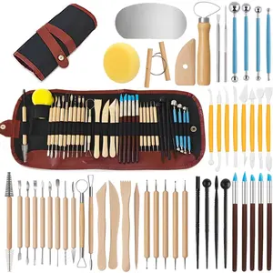 Stainless Steel Pottery Sculpting Tool Kit 48-Piece - Professional Polymer Clay Carving Modeling Tools with Storage Case - Ideal DIY Ceramic Craft Set Gift for Beginners, Art Students and Hobbyists