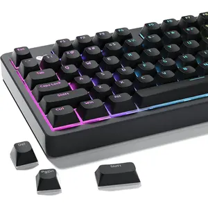 XVX Shine Through Keycaps, Black Semi Translucent Keycap Set, Double Shot PBT Keyboard caps Compatible with Cherry Gateron MX Switches Mechanical Keyboard