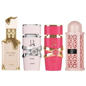 Lattafa Gourmand & Floral Fragrances Multi-Pack - YARA Women's, NOW Women's, ECLAIR, Yara Candy 3.4oz/100ml Blueberry EDP Fragrance Gift Bundle