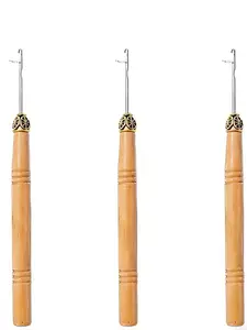 Hair Extensions Beads Tools Kit Extensions Micro Pulling Needle Wood Hair Hook with Tongue Hair Crochet Hook Beauty Tools Hair Styling Tool