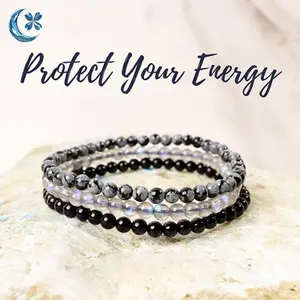 Shield Your Aura | Healing Crystal Bracelet Stack I 6mm Protection Stones | Unisex Jewelry for Men & Women