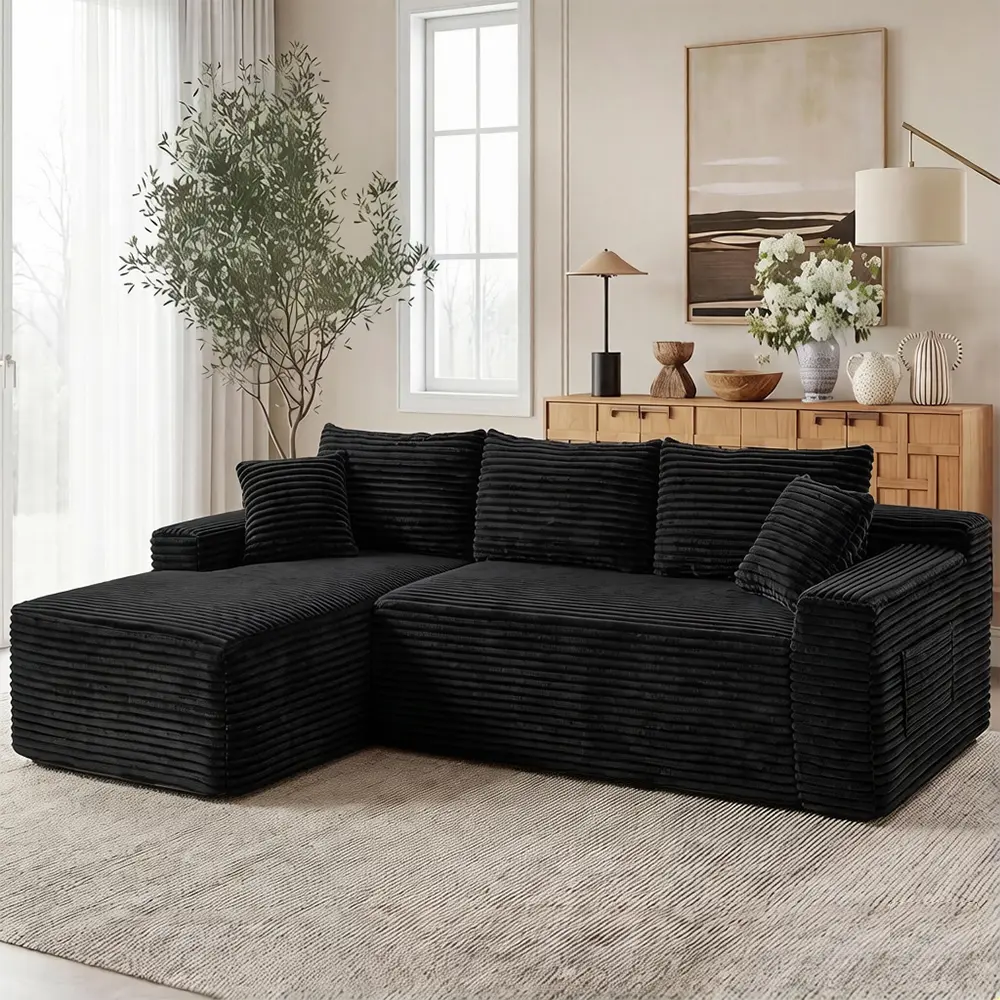 94.5" Modular Sectional Sofa Couch with L-Shape Chaise,Modern Minimalist Upholstered Cloud Couches for Living Room Bedroom,Deep Seat Corner Couch,No Assembly Required