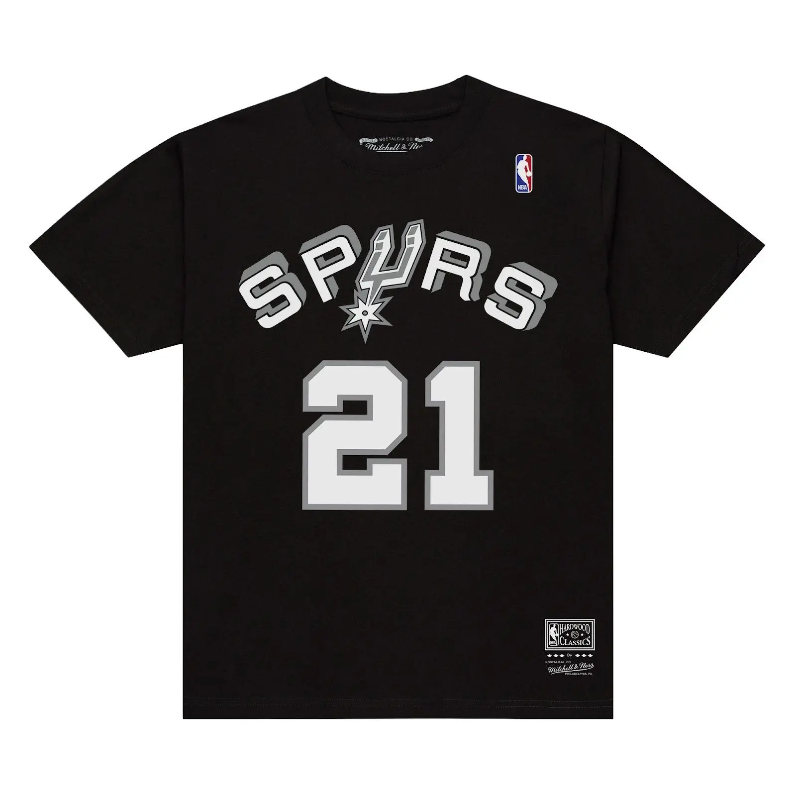 Tim Duncan San Antonio Spurs Black Name & Number T-Shirt NBA Throwback Tee Graphic Vintage Fan Gear