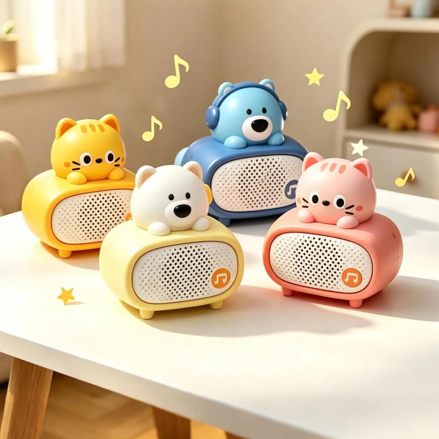 Kids' Cute Cartoon Animal Mini Karaoke Machine - Portable Bluetooth Rechargeable Battery Speaker with 1 Wireless Microphone, Safe Plastic Sing Along Toy, Ideal Birthday Party Gift for Boys/Girls Ages 4+