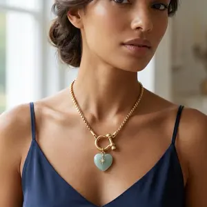 Aurora Horseshoe Healing Stone Pendant Collection - Elegant Crystal Necklace with Amethyst, Rose Quartz, Green Aventurine, Tiger's Eye, Carnelian, Lapis Lazuli for Everyday Wear or Gift. Tarnish Proof and Stainless Steel