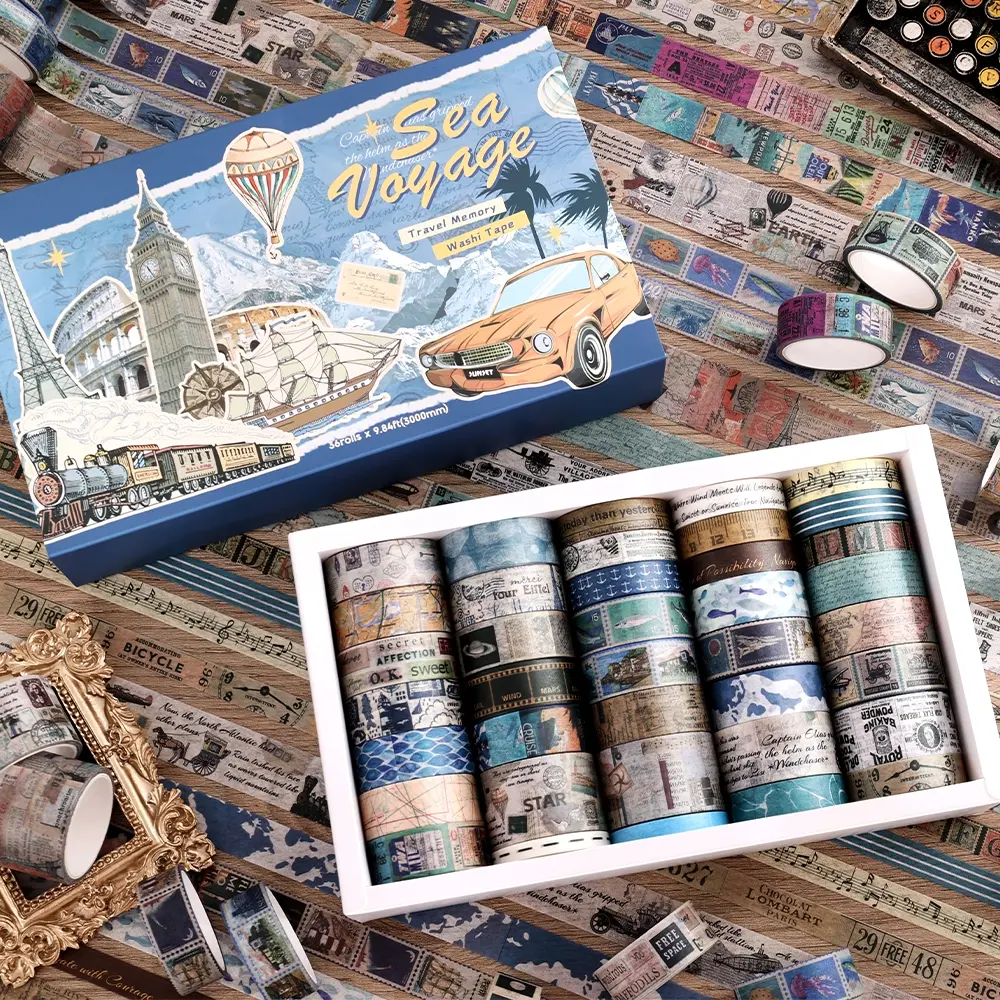 36 Rolls Retro Navigation Travel Washi Tape Set 5 Different Widths With Map Sea Cruise Decoration Tape Kit Suitable For Office DIY Crafts Gift Wrapping Scrapbook Supplies Scrapbook Materials Scrapbooking Journals Planner Accessories