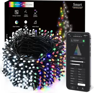 BrizLabs Christmas Lights App & Voice Control,  Color Changing Smart Christmas Fairy String Lights, Cool White & Colored Outdoor Mini Tree Light String for Indoor Outside Xmas Decor