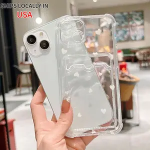 Wavy Edge Design Phone Case with Card Slot, Transparent Decorative Phone Protector Cover, Anti-fall Fully Edged Mobile Phone Case Compatible with iPhone 7P XR XS Max 11 12 13 14 15 Plus Pro Max Durable Handy