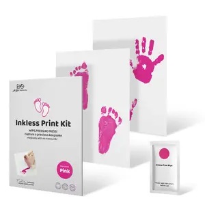 2 PCS Baby Imprint Set Baby Handprint and Footprint Clean Touch Ink Pad Baby Handprint for Baby Shower Family Gift