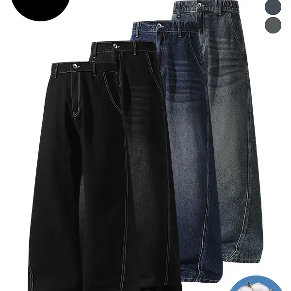 4-pack men’s jeans for autumn/winter, high cotton gradient straight-leg jeans, retro street style versatile, everyday commuting pants for men