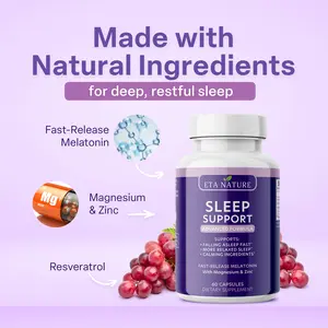 ETANATURE Sleep Support with Fast-Release Melatonin, Resveratrol, Magnesium & Zinc – Advanced Natural Formula for Deeper, Restful Sleep – 60 Capsules