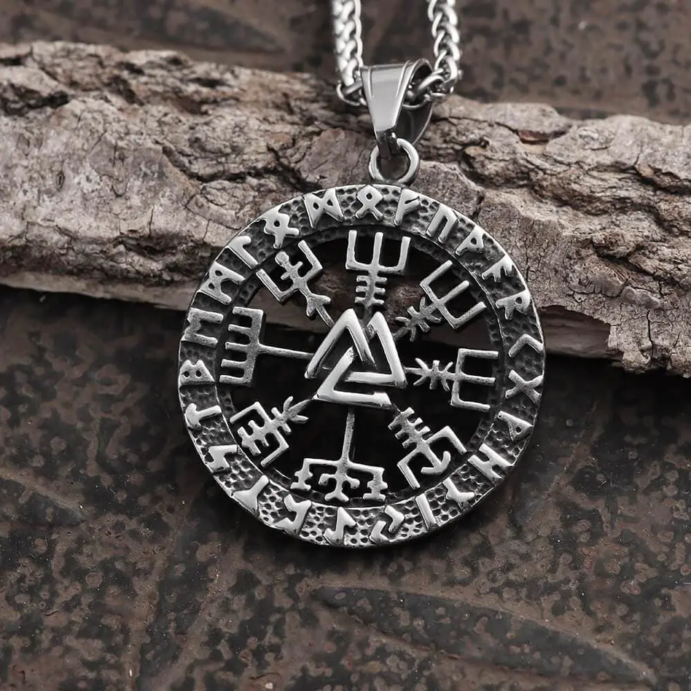 GTHIC Stainless Steel Mystical Symbolic Triangle Valknut Compass Viking Pendant, Eco-Friendly Everyday Jewelry for Men - Mens Gifts for Father's Day, Birthday