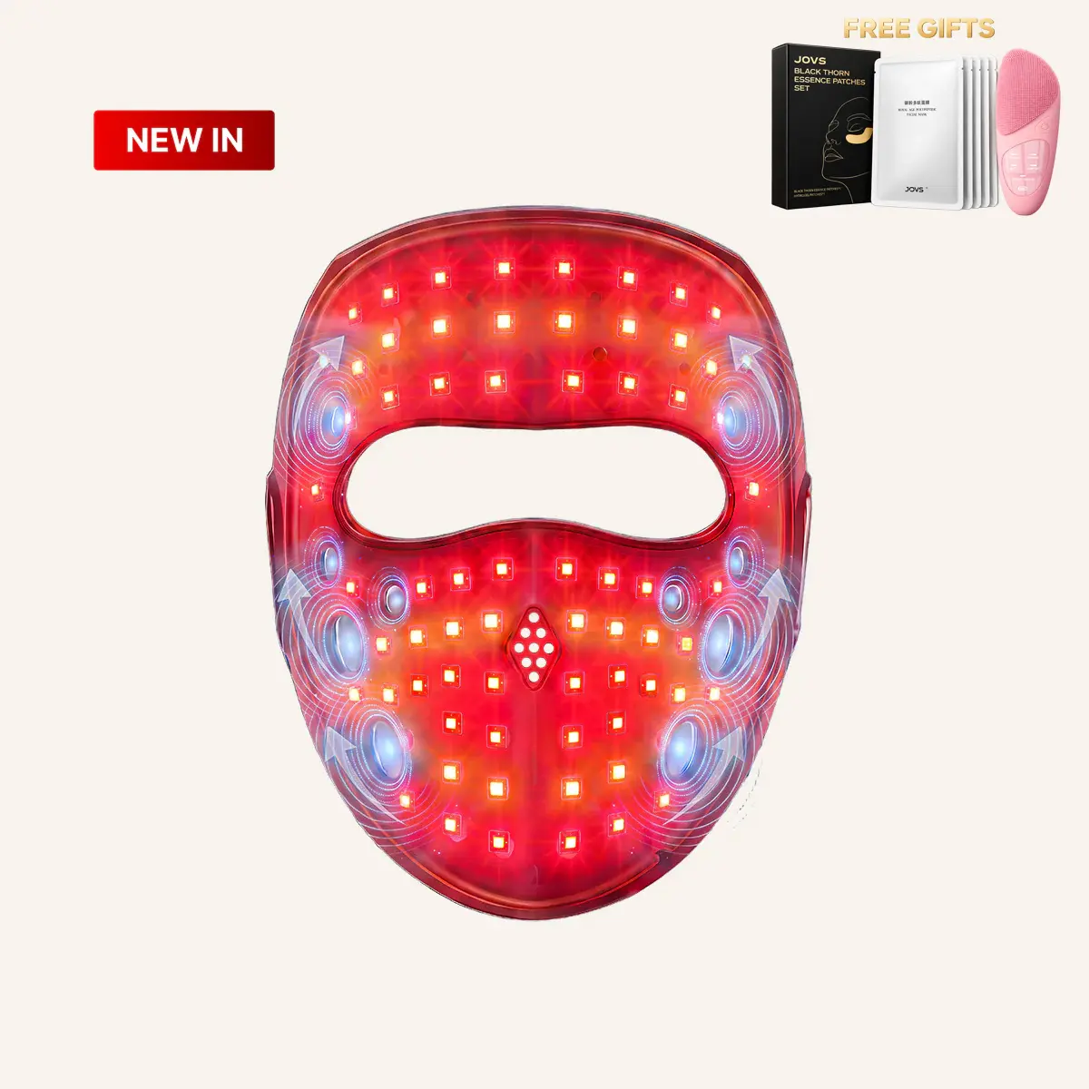 JOVS 6D Laser-EMS Anti-Aging Therapy Facial Mask for Face/Neck/Chest, Techvibes, with Facelift Effect, Radiant Skin, Self Treat & Youthful Skin Benefits