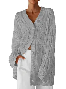 BTFBM Cable Knit Oversized Cardigan Sweaters for Women Trendy 2026 Fall Button Up Long Sleeve Winter Coat Cardigans#Clearance