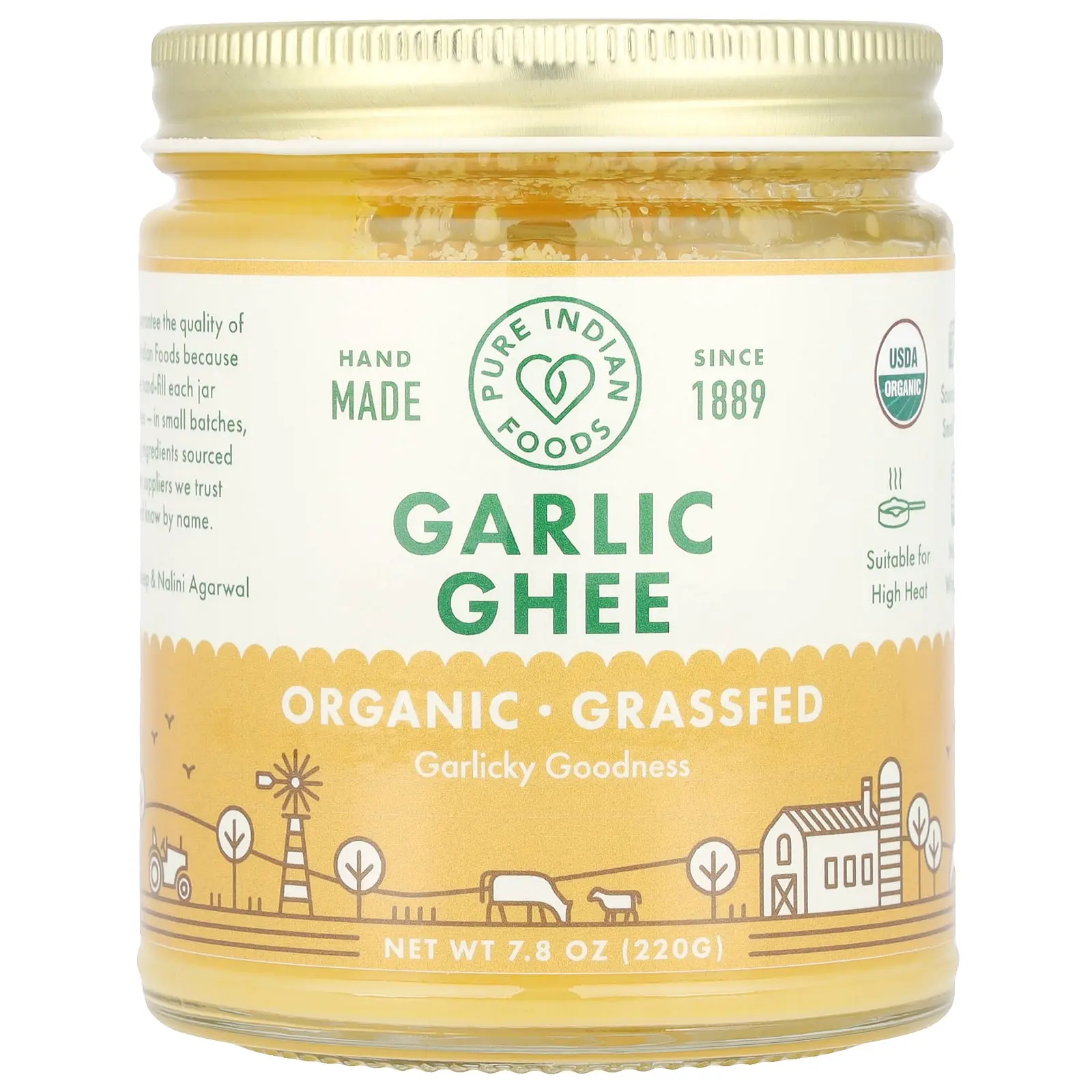 Pure Indian Foods Organic Garlic Ghee, 7.8 oz (220 g)