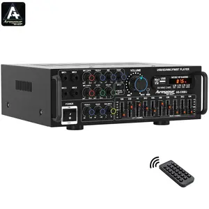 Bluetooth 5.0 HiFi Stereo Power Amplifier with Remote Control & 4 Mic Inputs For Home Car Mixer Radio Subwoofer Smartphone Audio Universal Karaoke FM USB SD AUX,