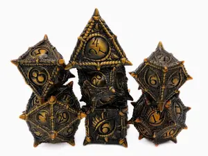 7pcs Crafted Aesthetic Heavy Metal DnD Dice Set, Durable Construction with Eye Design, for Dungeons & Dragons, Fantasy RPG Tabletop Games