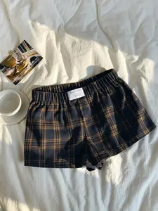 Women's summer casual everyday fashionable and cute plaid shorts.