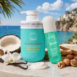 SOLO EN IBIZA Mallorca Breeze Coconut Vanilla Scented Body Care Duo - 6.1 fl oz (180ml) Fragrance Mist, 16.9 fl oz (500ml) Body Lotion, Daily Long-Lasting Fruity Gourmand Aroma Set