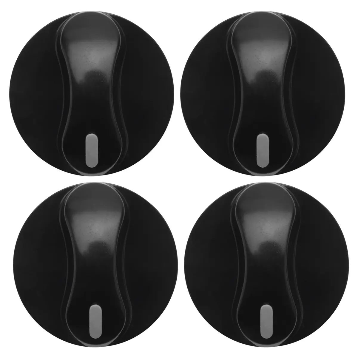 4-Pack Black Plastic Rotary Control Knob, 40x20 mm, 8 g Replacement Part for Kitchen Gas Stove Household Appliances