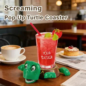 Fun Squeeze Turtle Coaster, Creative Screaming Stress Relief Toy, Cute Desktop Ornament & Special Holiday Gift