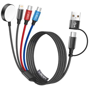 2Pack USB-C Watch Charger, 4-in-2 Data Cable, Travel Multi Data Cable For Apple Users iWatch Ultra SE 1/2, iPhone 17/16/15, Android Devices