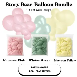 Story Bear Balloon Bundle - Macaron Pink, Winter Green, Macaron Yellow
