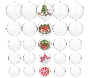 25 Pcs Clear Plastic Fillable Ornaments,Acrylic Clear Plastic Ornaments Balls,DIY Bath Bomb Mold for Christmas,Wedding,Party,Home Decor(5 Size,30mm,40mm,50mm,60mm,70mm)
