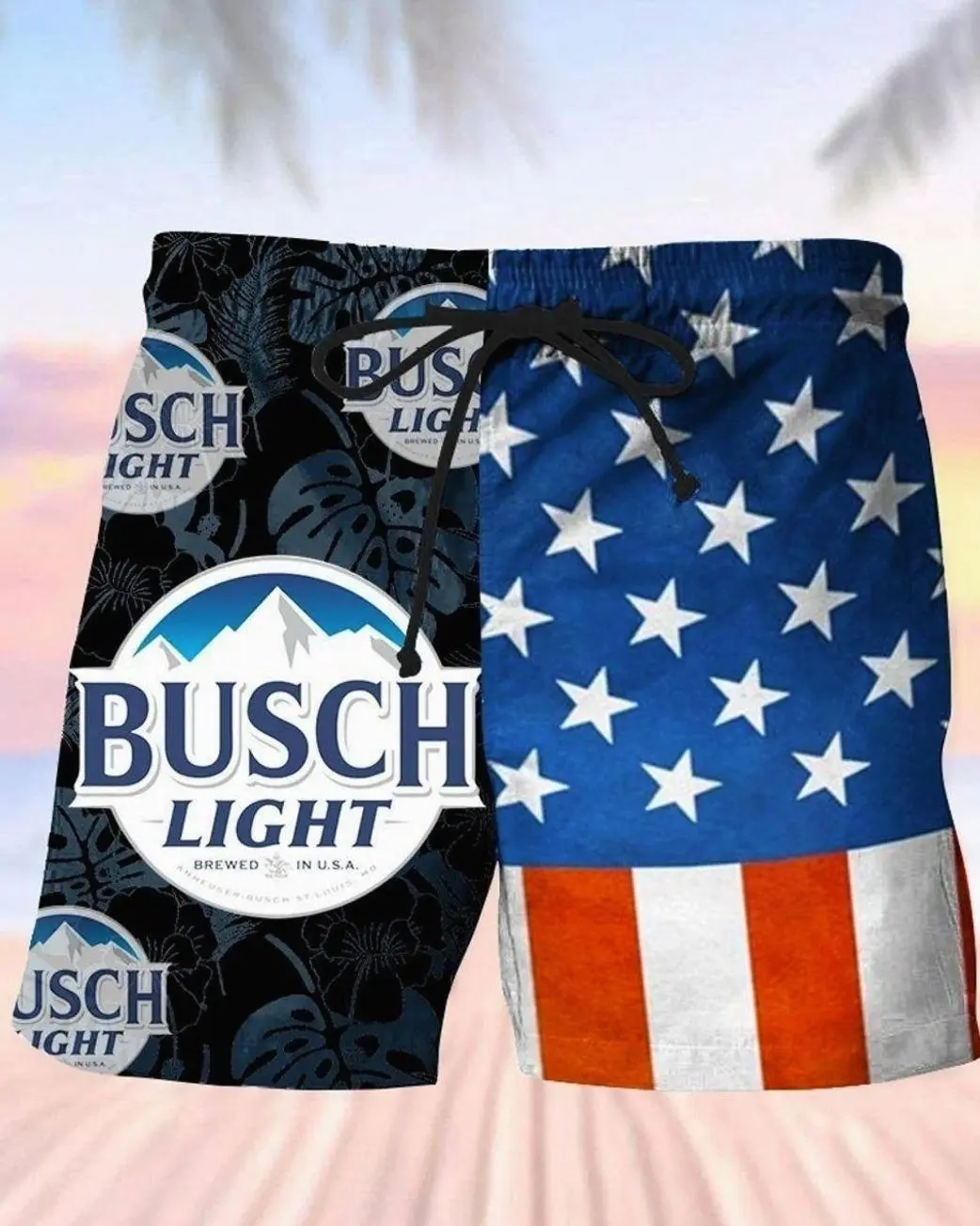 Busch Light July 4th Print Colorblock Men's Drinking Beach Shorts 6FE DZM HQ8
