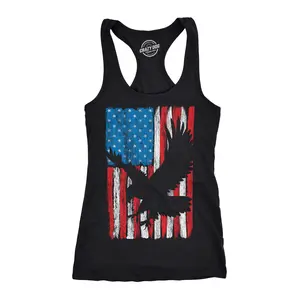 Womens Eagle In Flag Fitness Tank Awesome Fourth Of July Graphic Tanktop for Ladies Funny Racerback Tank Cute Slimming Tank tops comfortable soft top Patriotic Tank Top for Women Novelty Tank Tops for Women Black -