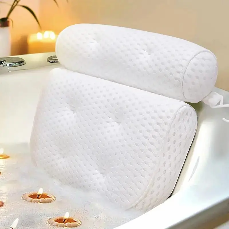 Bath Pillow with Suction Cup, 1 Count High-elastic Non-slip Bathtub Pillows for Tub Neck and Back, Tub Pillow for Home Bathroom