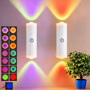 SEGRASS Rechargeable Motion Sensor LED Wall Sconce - Wireless Wall Lamp, 15 Lighting Modes, Smart Night Light, Colored Decorative Lights, Decorative Ambiance Lighting, Battery-Powered for Bedroom Use, Bedside Reading, Hallway Steps