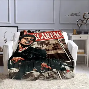 Scarface Flannel Throw Blanket - Soft, Warm, Cozy for Bed, Sofa - Classic Movie Gift, King Size, 1000 Thread Count Silk Satin Fitted Sheet Set patchwork sacks cooling blankets blankets cooling blanket soft elastic breathable