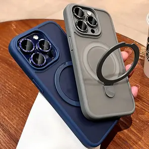 Luxury Magsafe Wireless Charging Case For iPhone16 11 12 13 14 15 16Pro Max Plus Magnetic Ring Bracket Camera Protection Cover