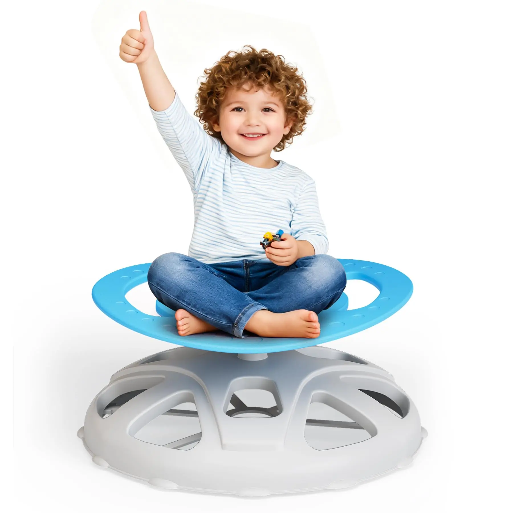 Gaomon Blue Sensory Child-Size 360-Degree Spinning Rocking Chair - Indoor Furniture with Safety Handle, Non-Slip Design, Body Coordination Training, Autism-Friendly, Balance, Comfortable, Disability-Friendly, Effortless Rocking Features, Autism-Friendly R