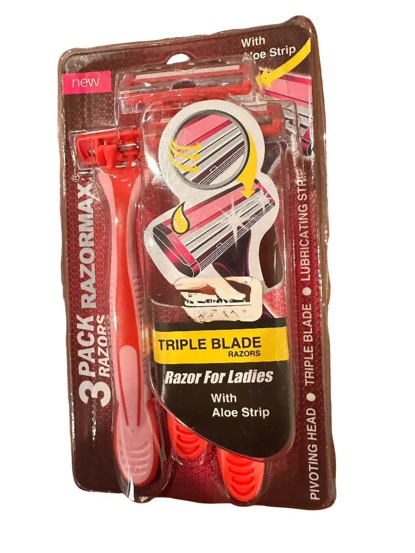 RazorMax 3-Pack Ladies Disposable Razors – Triple Blade with Aloe Strip & Pivoting Head for Smooth Shaving