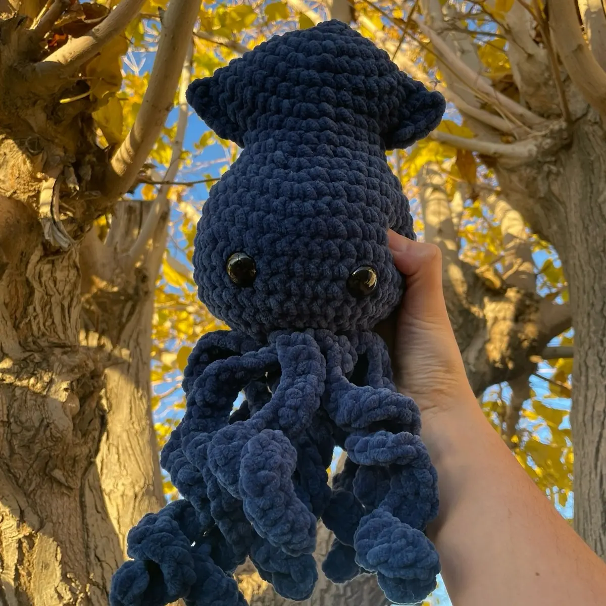 Dark Blue Squid Crochet Plush