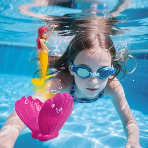 3-piece mermaid pool toys for girls, multi-piece party gift pack, rotating mermaid with shell box, summer pool party gifts, underwater toys, bath toys, mermaid birthday party supplies, children's gifts