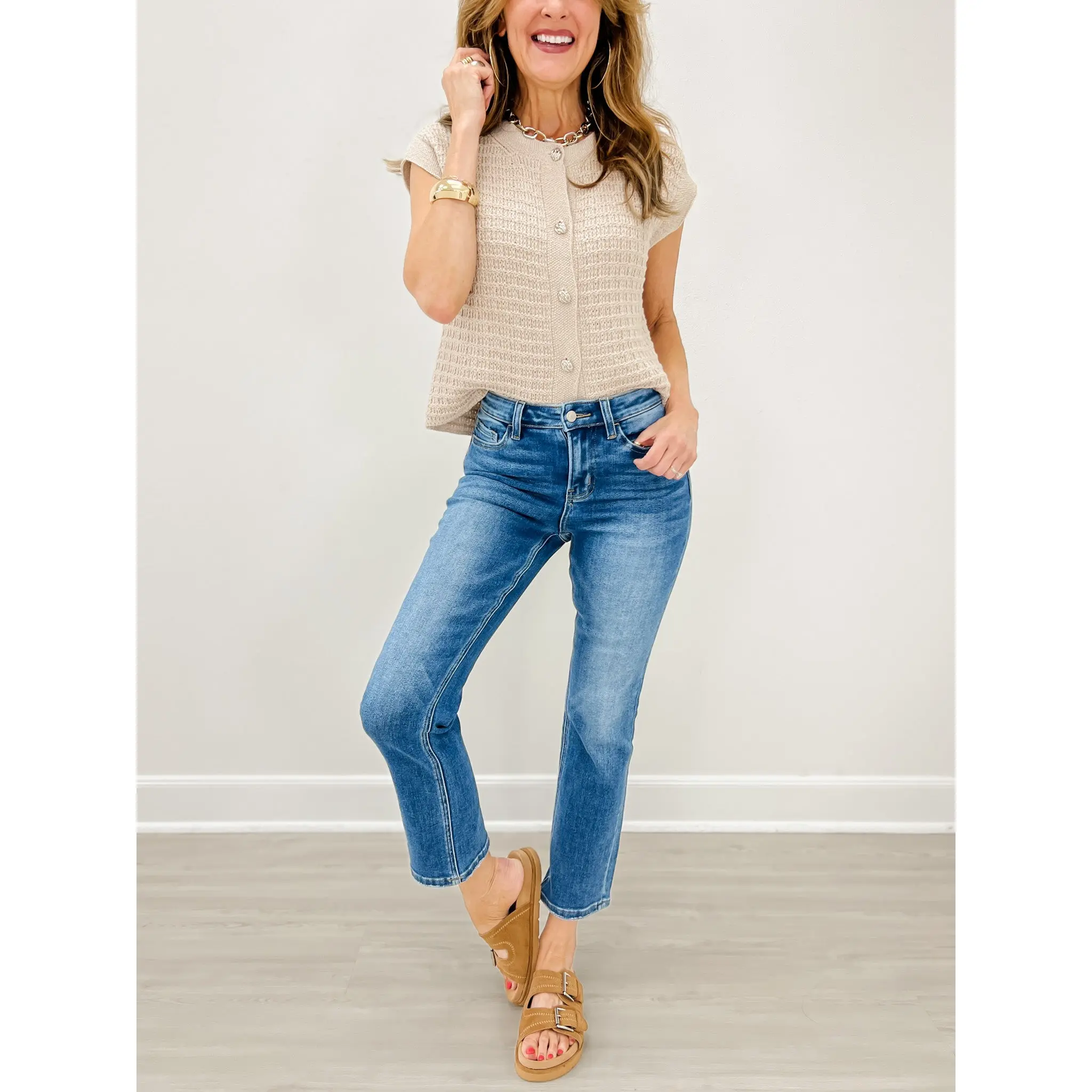 Lovervet by Vervet ENRICH Hi-Rise Ankle Slim Straight Denim Jeans