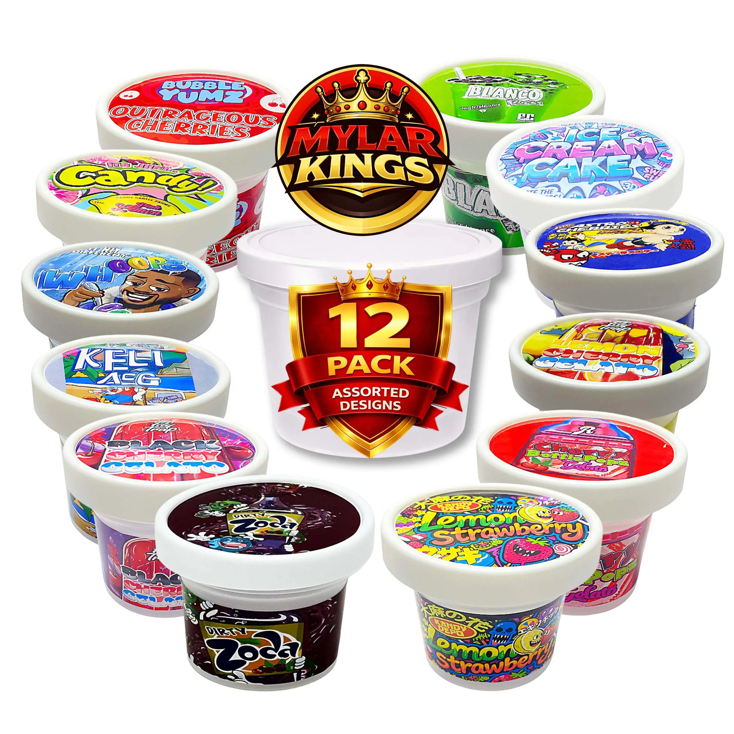 12 Pack –  Popular Ice Cream Pint Exotic Style Plastic Storage Containers - Random Designs