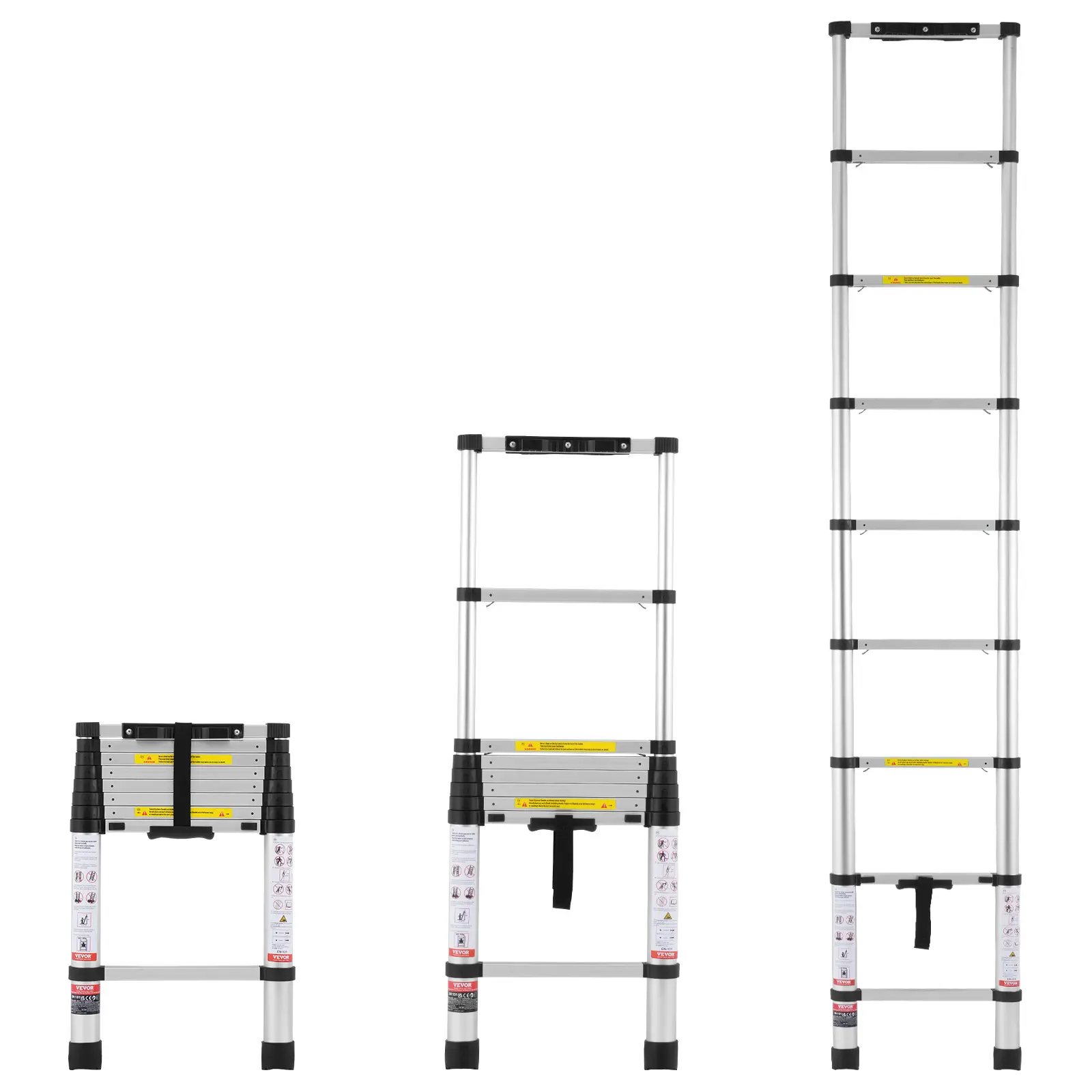 【DealsForYouDays】VEVOR Telescoping Ladder 8.5FT Aluminum Lightweight Extension LadderOne-button Retraction Collapsible Ladder375 LBS Capacity with Non-slip FeetPortable Compact Ladders for HomeRVLoft, Aluminium Telescopic Ladder, Sturdy Portable Ladder