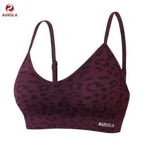 AUROLA Leopard Sports Bras for Women,Backless Padded Strappy Seamless Workout Gym Yoga Active Tops summerwins
