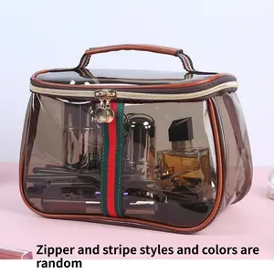 New Transparent Makeup Bag for Women, Large Capacity Cosmetic Bag, Waterproof Travel Toiletry Bag with Zipper