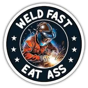 Blue Collar Weld Fast Eat A** Vinyl Sticker, Welder Stickers, Hard Hat Sticker, Helmet Toolbox Stickers, Construction Welder Builder Lineman for Men/Women