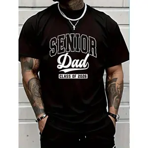 Cotton Proud Senior Dad Class Of 2026 Graduation 2026 Senior Dad 26 T-Shirt Women's Men's Graphic Tee Crew Neck summer vacation Tops