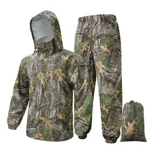LOOGU Camo Rain Suit - Rain Gear for Men Waterproof, Lightweight Rain Coat, Breathable Mens Rain Jackets Hood