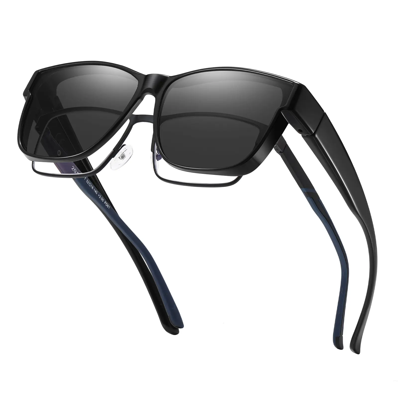 Unisex Large Size Full Rim Fashionable Sunglasses - Fit-Over for Glasses Wearers, Polarized, UV400 Shield, Anti-Slip Grooves, Ideal for Driving, Daily Outdoor Use, Unisex Fishing Shades, Polarized Women's Sunglasses