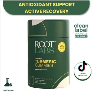 Root Labs Curcumin Turmeric Gummies | New Year New Me Edition | Start 2026 Strong | With Black Pepper for Absorption | No Added Sugar | Vegan, Non-GMO, Gluten-Free | 60 Individually Wrapped Gummies